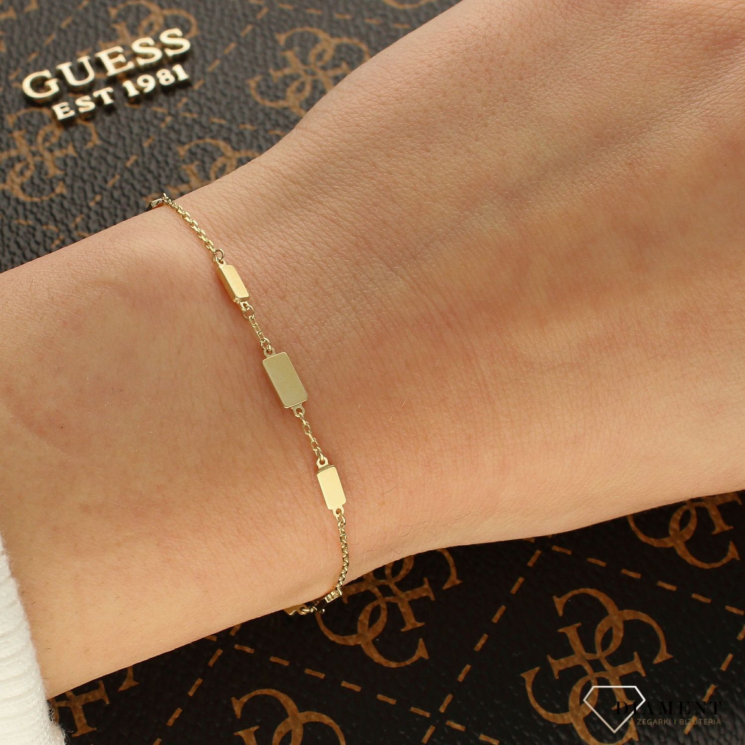 Złota bransoletka celebrytka łańcuszek z blaszkami BR 4367A.jpg